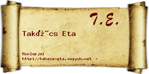 Takács Eta névjegykártya